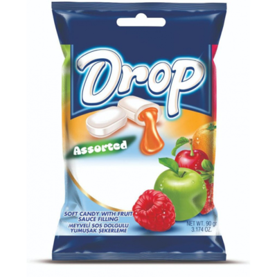 DROP Assorted měkké žvýkací bonbony s ovocnou náplní 90g