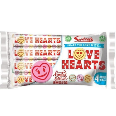 Swizzels ovocné šumivé bonbony Giant Love Hearts 4 balení