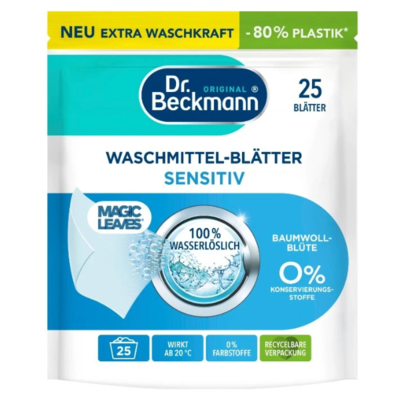 Dr. Beckmann Magic Leaves Universal Sensitiv papírky pracího prášku 25ks