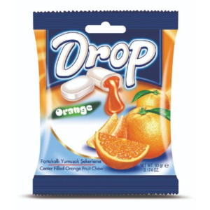 DROP Orange měkké žvýkací bonbony s pomerančovou náplní 90g